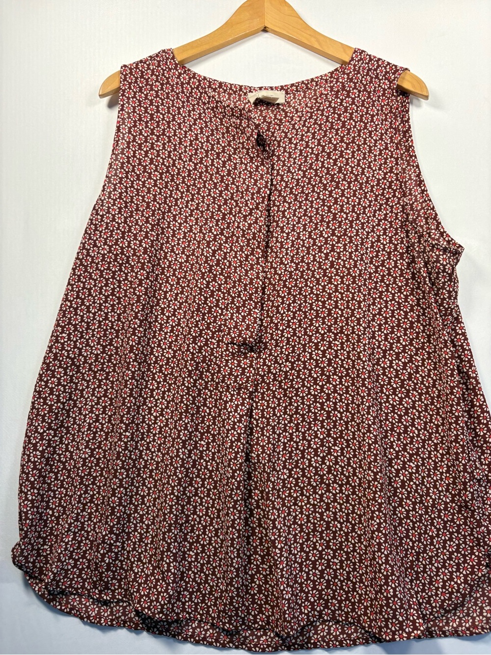 LOFT Outlet Burgundy White Floral Sleeveless Button-Front Shell Top Size XL